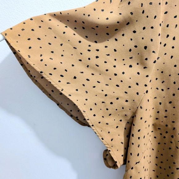 Reitmans Tan Polka Dot Women's Animal Print Top Flowy And Feminine - Picture 5 of 8